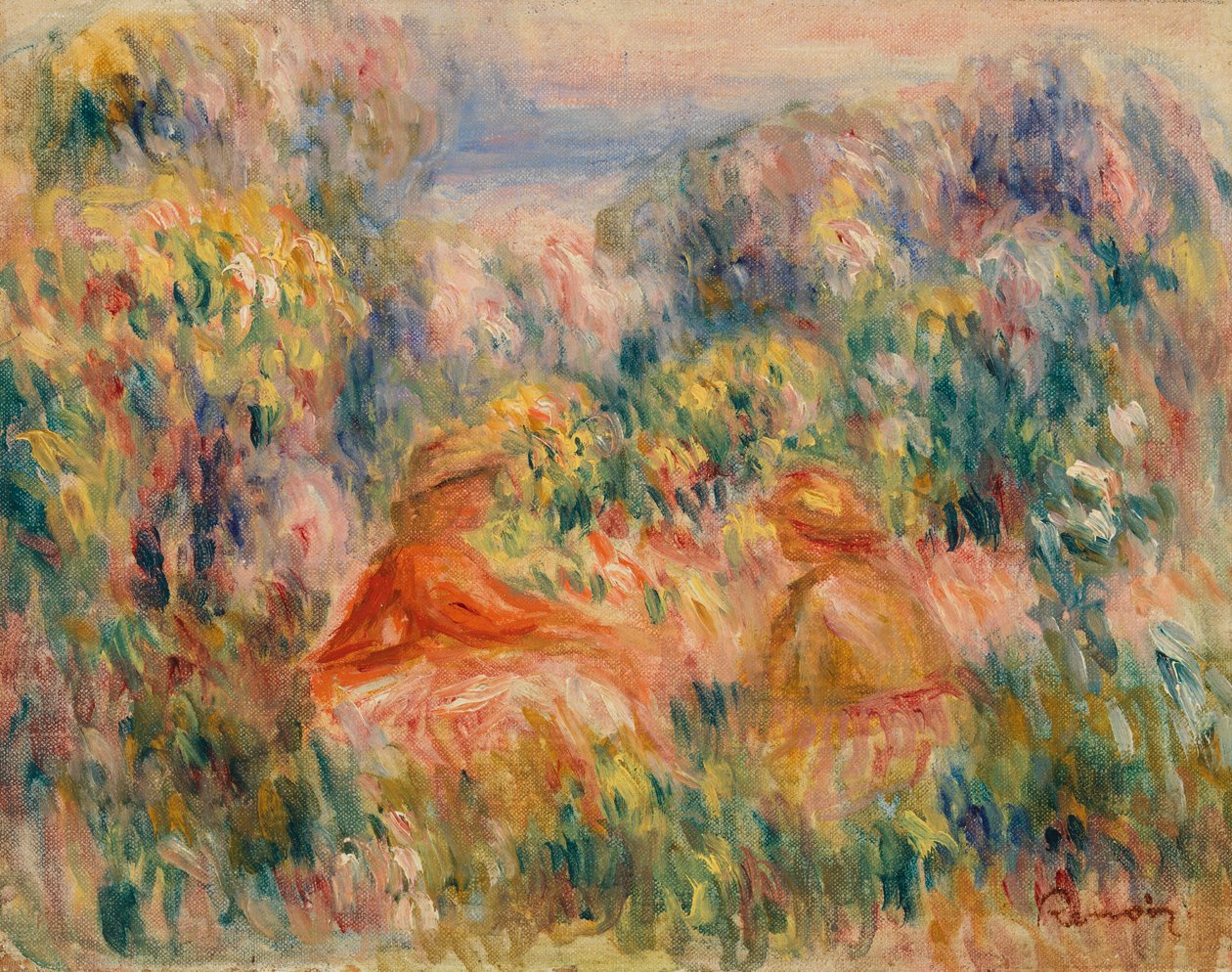 Két nő egy tájban alkotó: Pierre Auguste Renoir