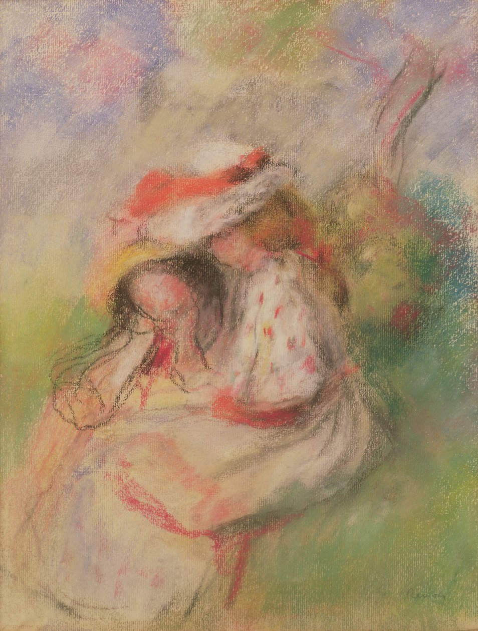 Két fiatal lány a kertben, 1885 körül (pasztell) alkotó: Pierre Auguste Renoir