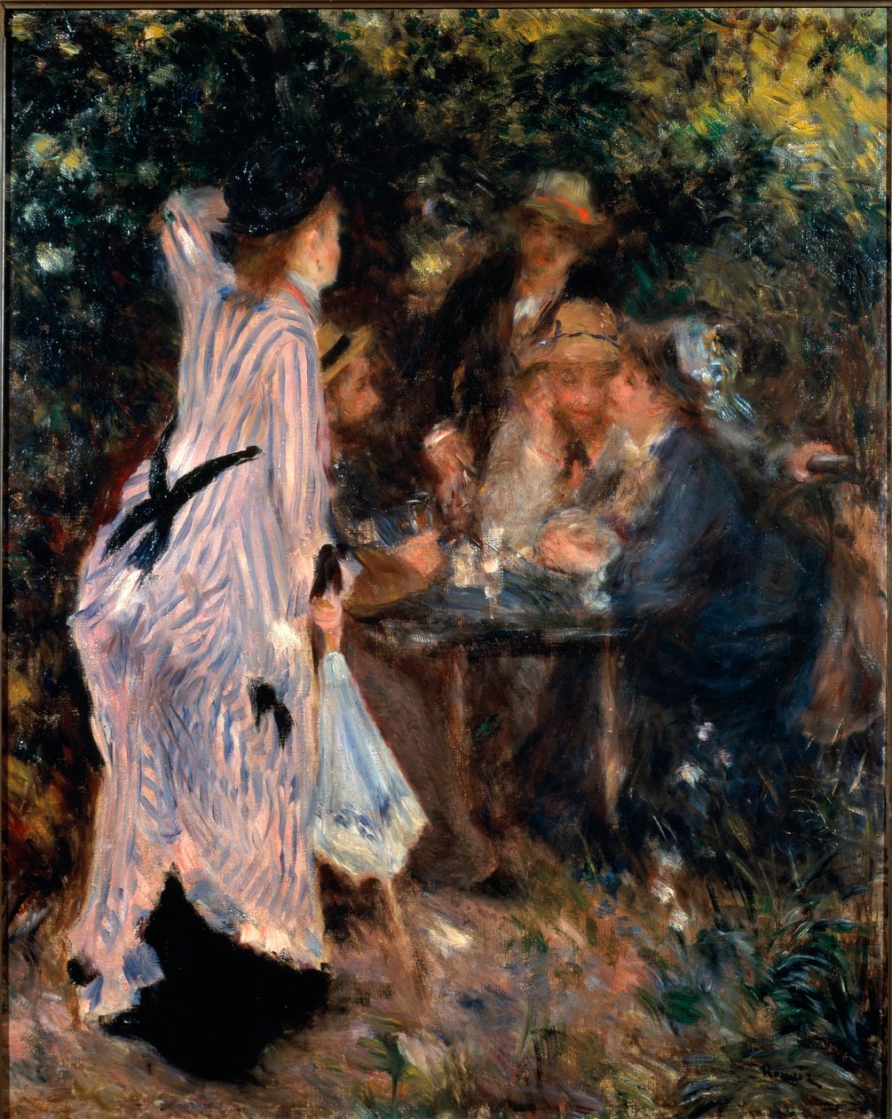 A lugas alatt. Claude Monet, Alfred Sisley és Norbert Goeneutte festők portréi. Pierre Auguste Renoir (1841-1919) festménye alkotó: Pierre Auguste Renoir