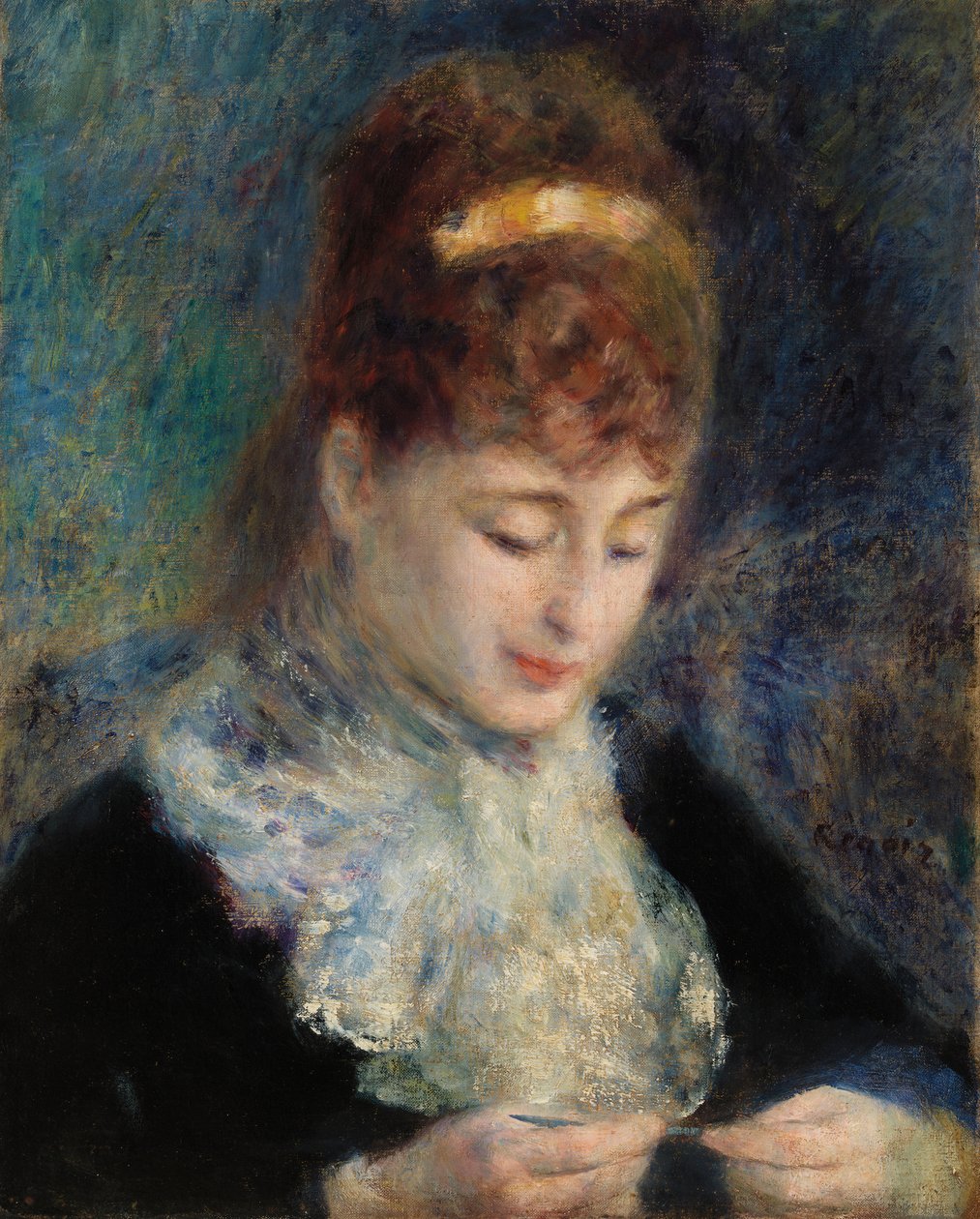 Horgolás nő alkotó: Pierre Auguste Renoir