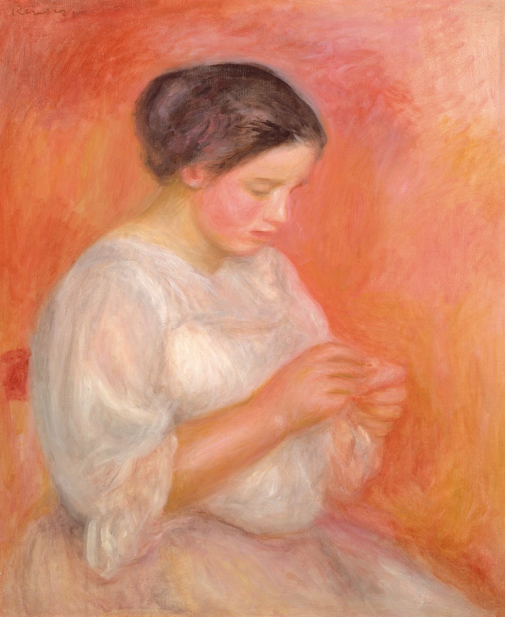 Nő varrás alkotó: Pierre Auguste Renoir