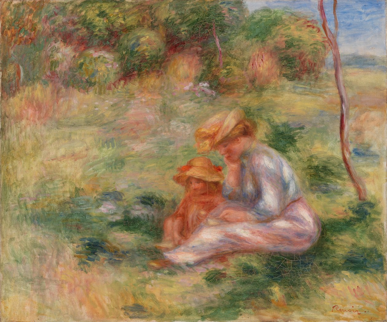 Nő és gyermek a fűben alkotó: Pierre Auguste Renoir