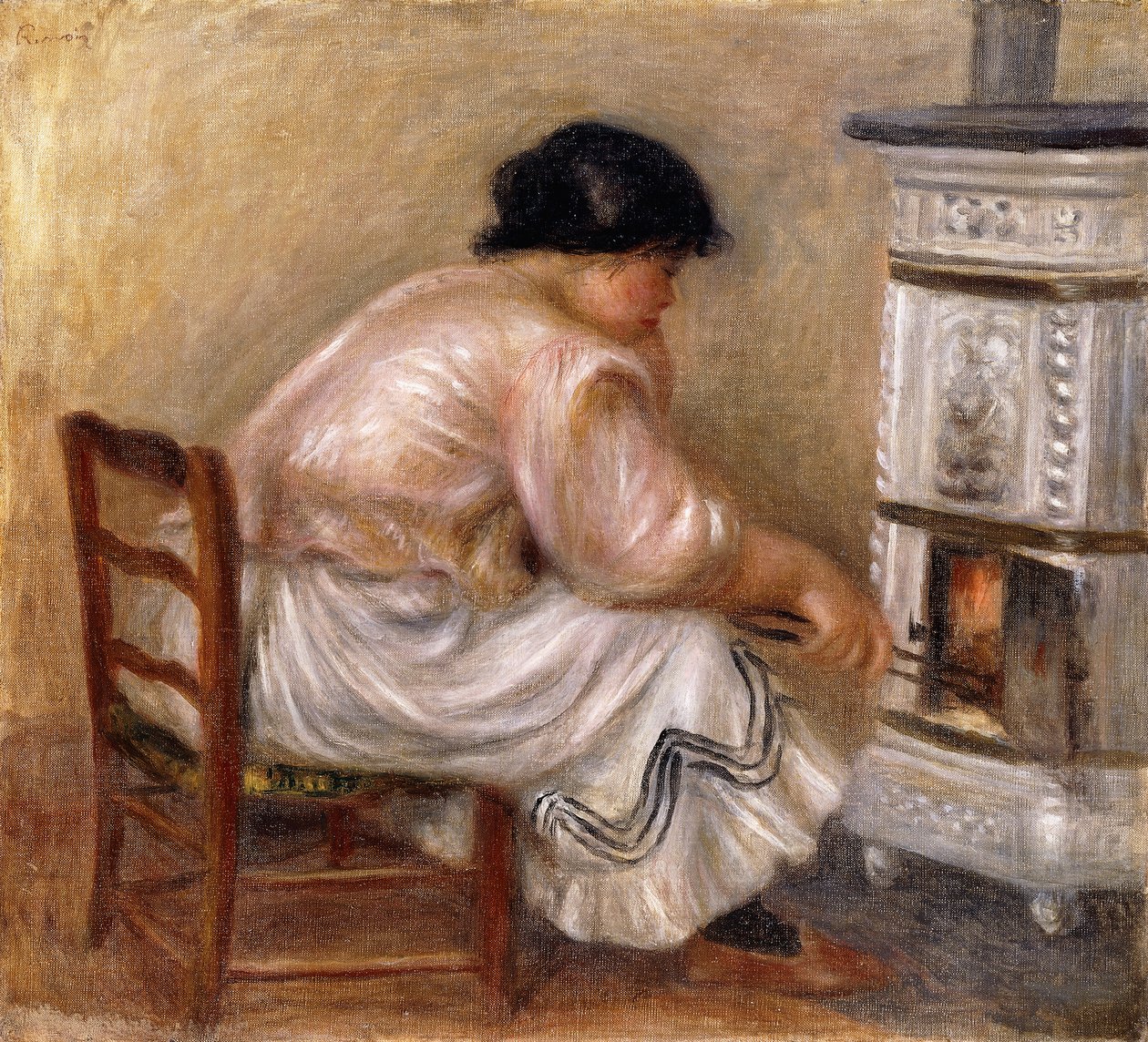 Nő a tűzhely sarkán; Femme au Coin du Poele, 1912 alkotó: Pierre Auguste Renoir