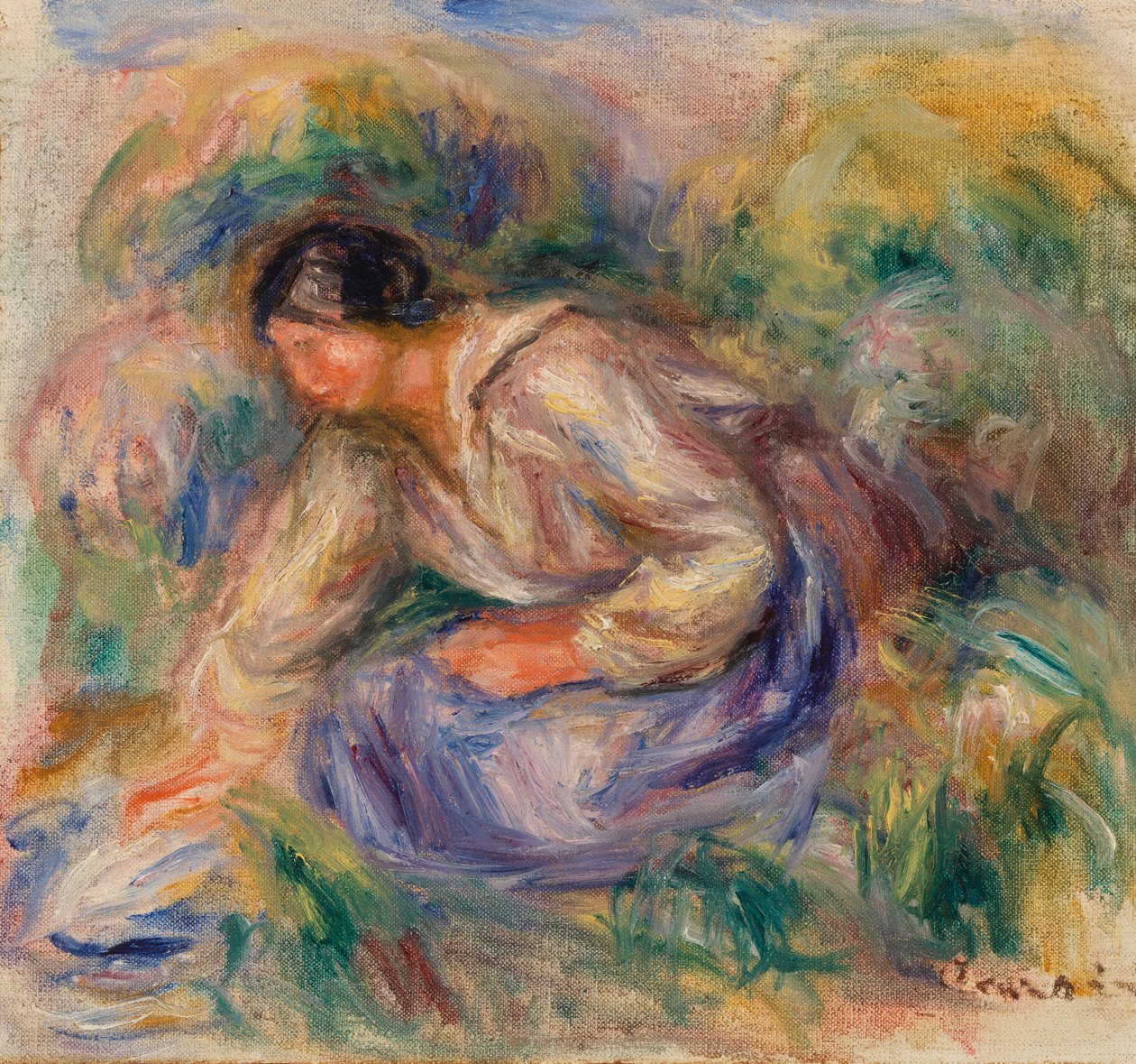 Kék szoknyás nő alkotó: Pierre Auguste Renoir