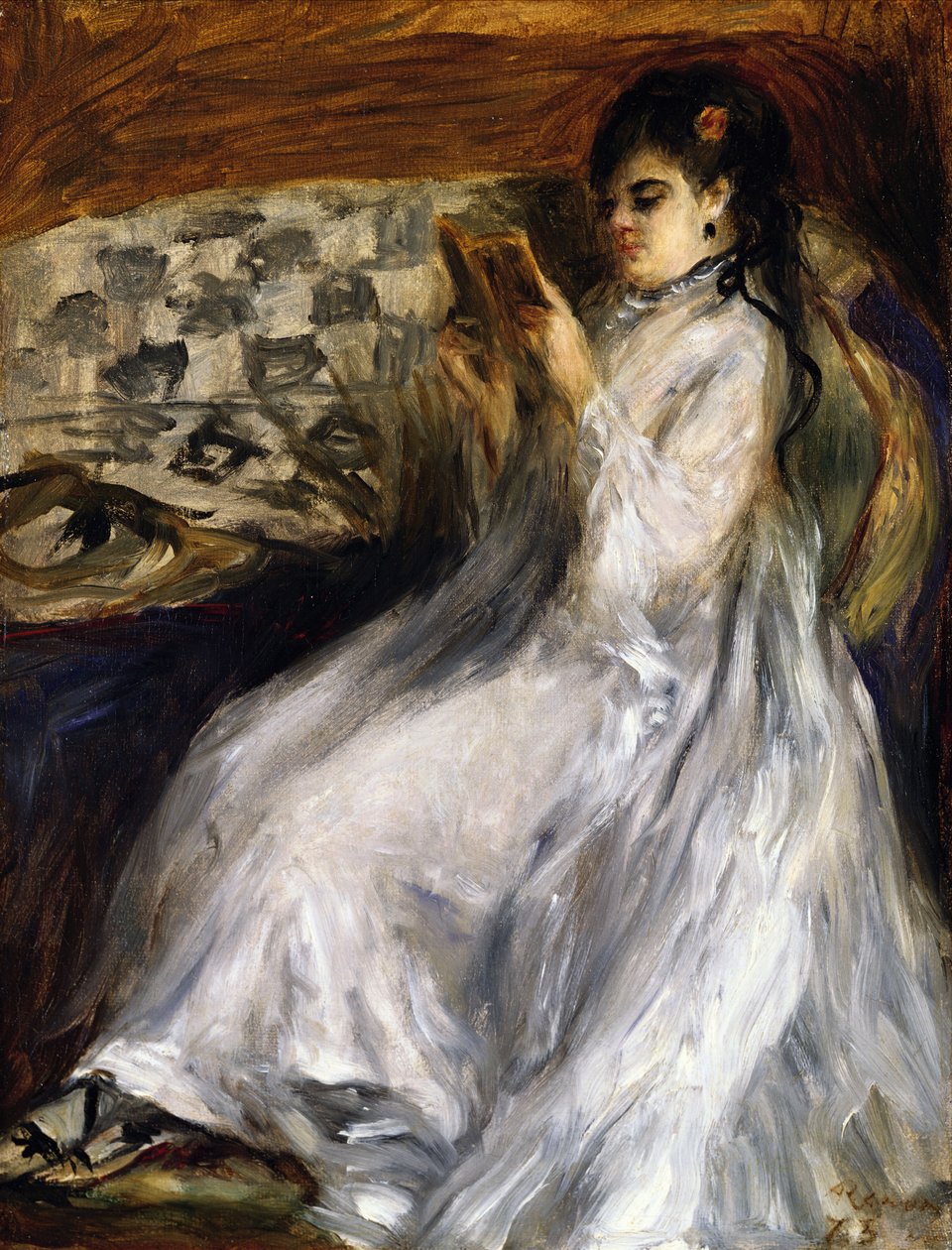 Nő fehér olvasásban alkotó: Pierre Auguste Renoir