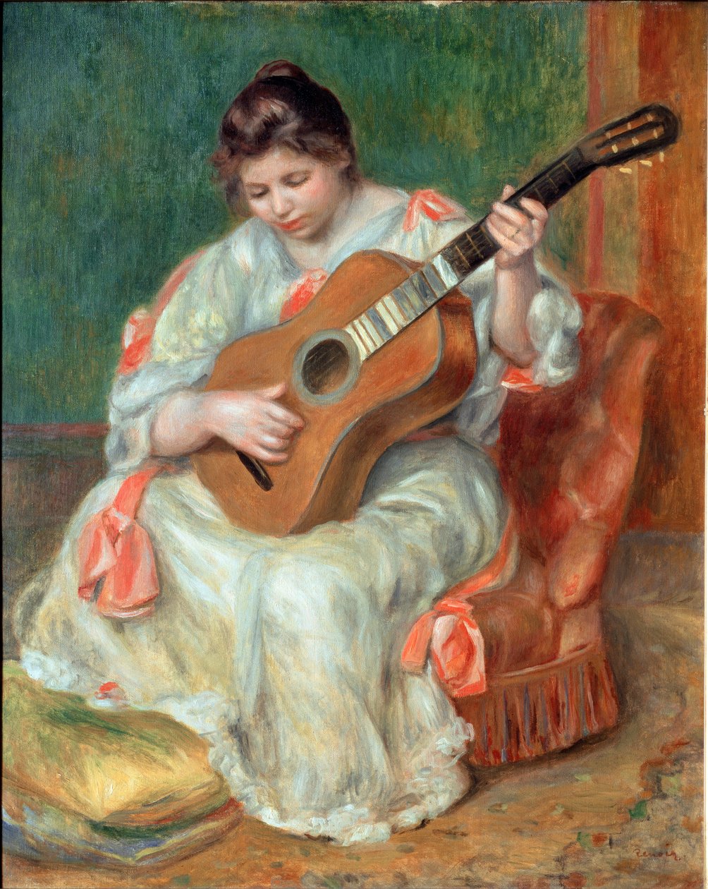 Nő gitározni alkotó: Pierre Auguste Renoir