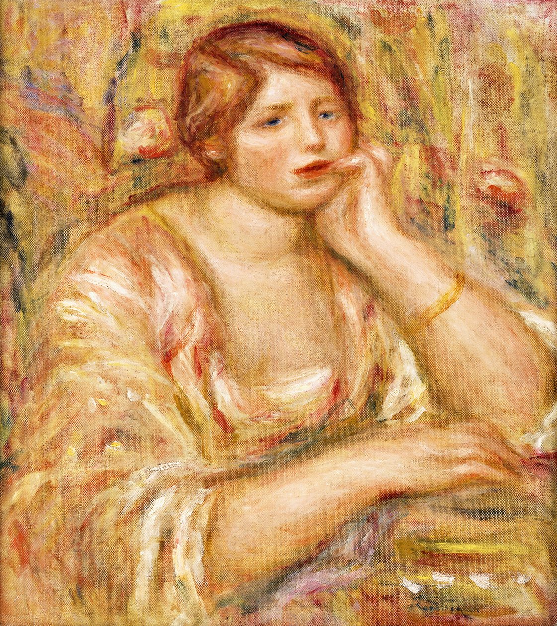nő kezével az arcába; Femme de Face, Accoudee, 1919 alkotó: Pierre Auguste Renoir
