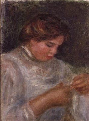 Nő ollóval alkotó: Pierre Auguste Renoir