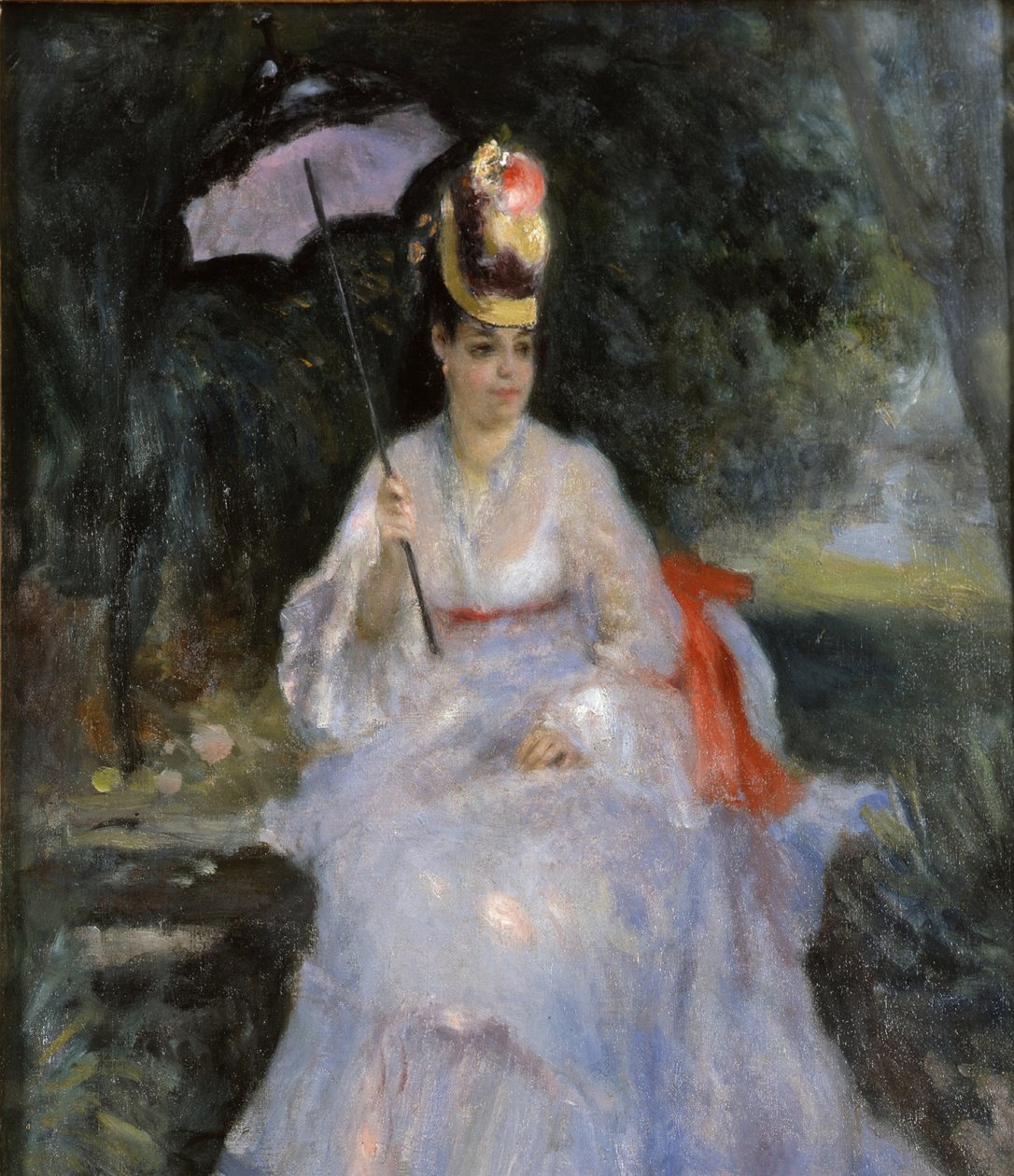 Nő napernyővel a kertben ülve, 1872 alkotó: Pierre Auguste Renoir