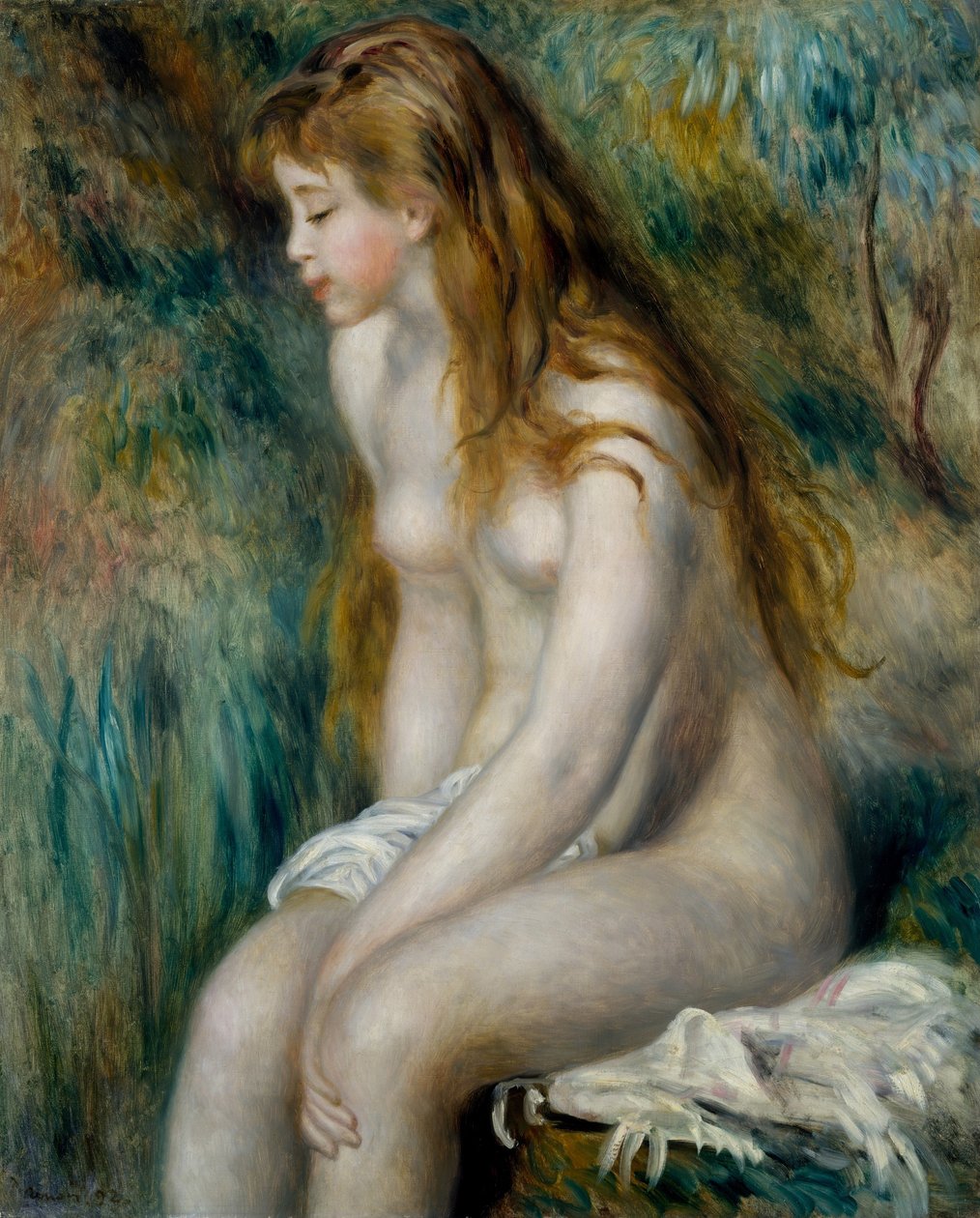 Fiatal lány fürdés alkotó: Pierre Auguste Renoir