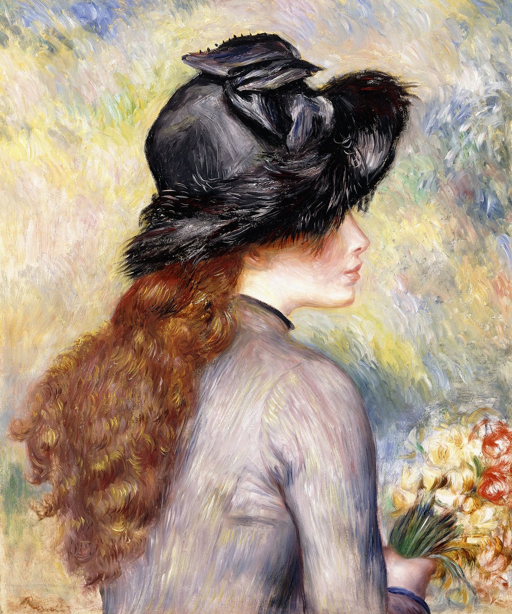Fiatal lány kezében egy csokor tulipán, 1878 körül alkotó: Pierre Auguste Renoir