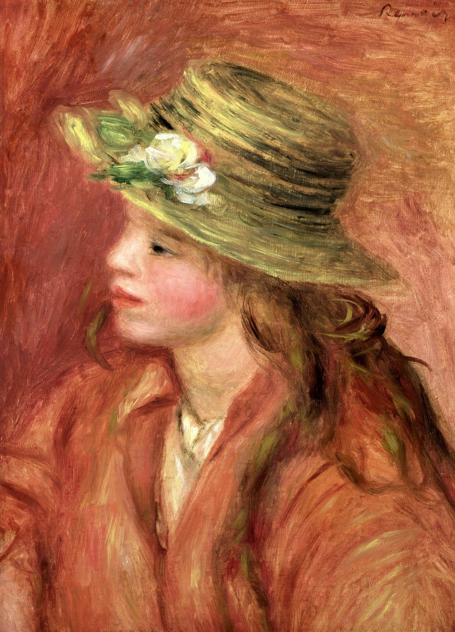 Fiatal lány szalmakalapban, 1908 körül alkotó: Pierre Auguste Renoir