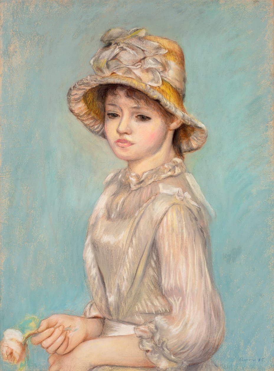 Fiatal lány egy rózsával alkotó: Pierre Auguste Renoir