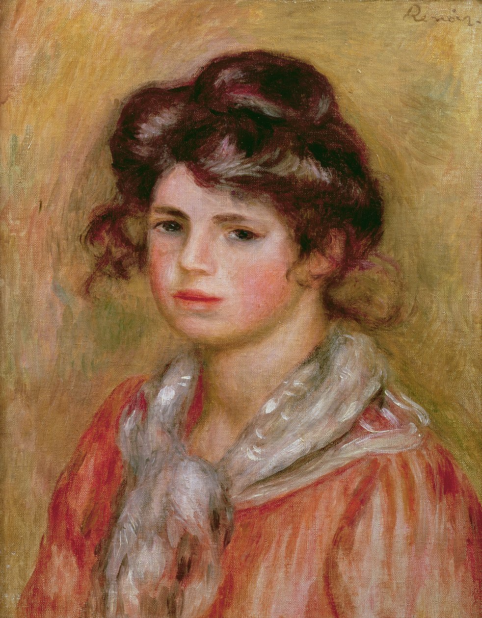 Fiatal lány fehér zsebkendővel, 1907 körül alkotó: Pierre Auguste Renoir