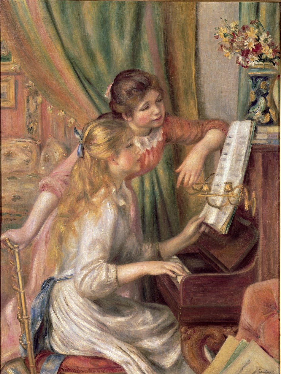 Fiatal lányok a zongoránál alkotó: Pierre Auguste Renoir