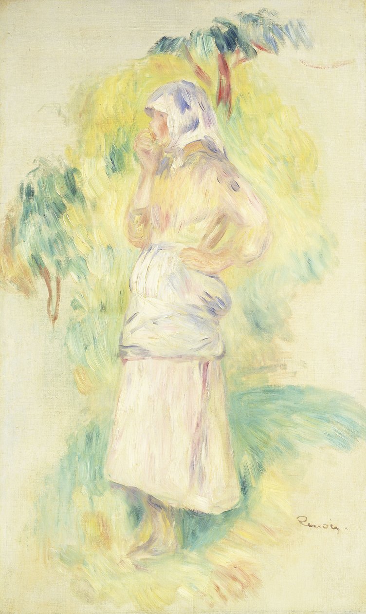 Fiatal paraszt, aki almát eszik; Almát evő parasztlány, 1894 körül alkotó: Pierre Auguste Renoir