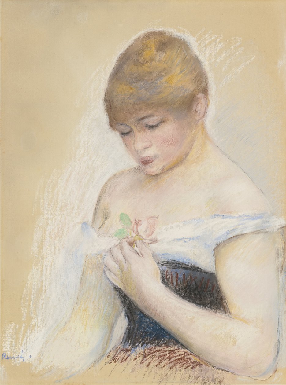 Fiatal Nő Kezében Egy Virág. Jeanne Samary színésznő portréja, c. 1880 alkotó: Pierre Auguste Renoir