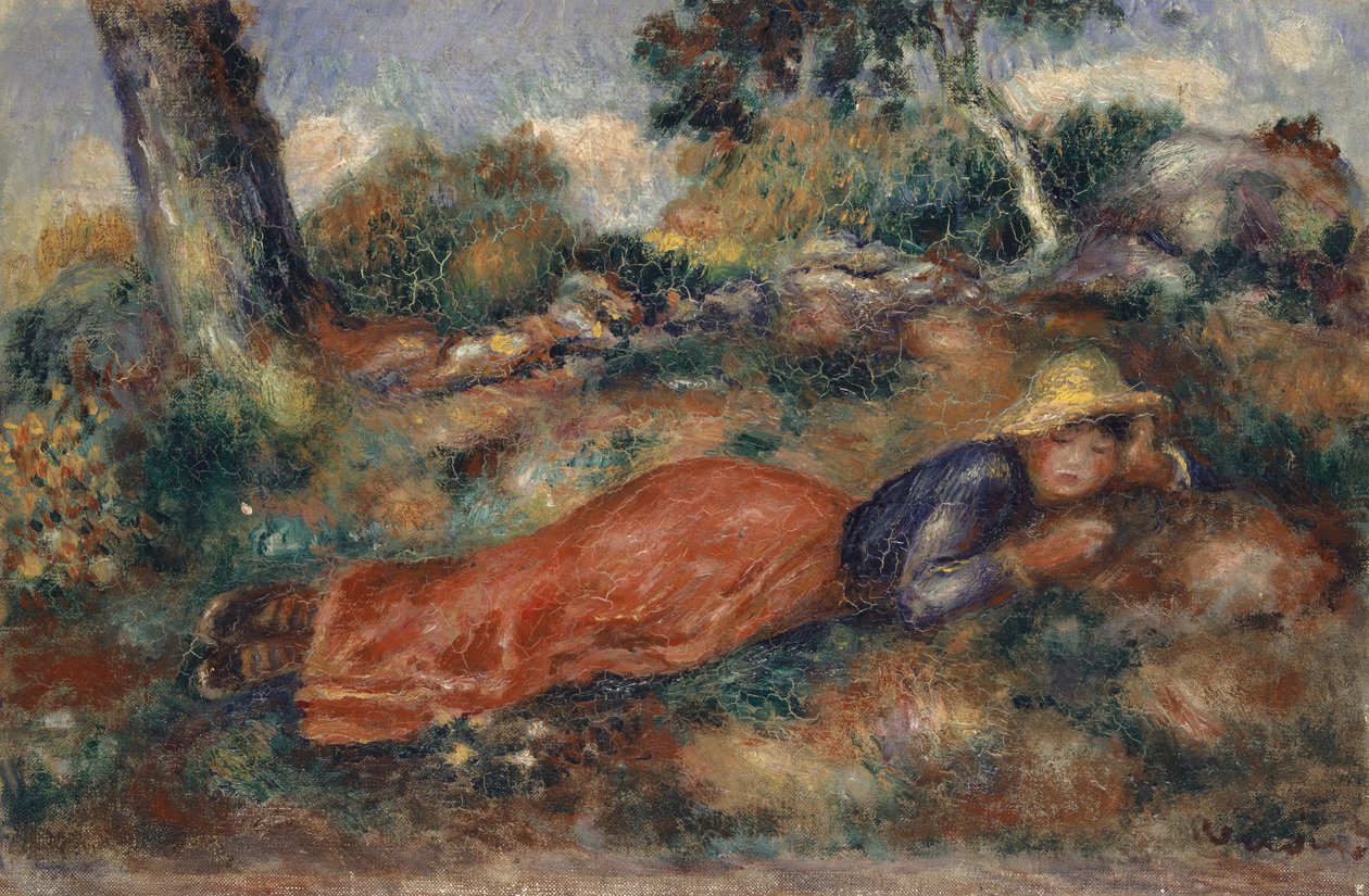 Fiatal nő fekve a fűben, 1890-95 alkotó: Pierre Auguste Renoir