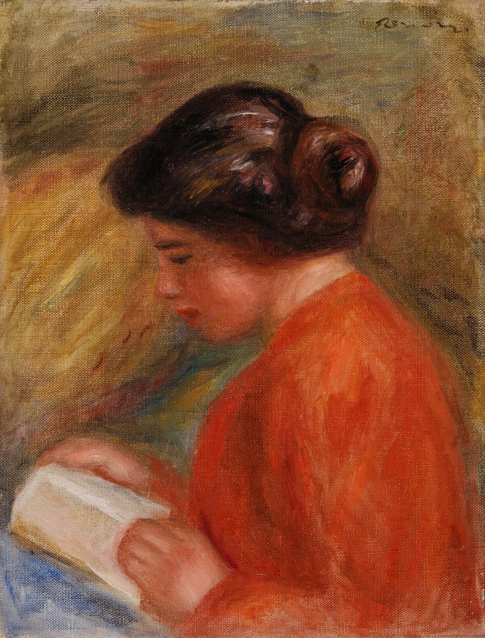 Fiatal nő olvas (Jeune femme lisant, buste) alkotó: Pierre Auguste Renoir