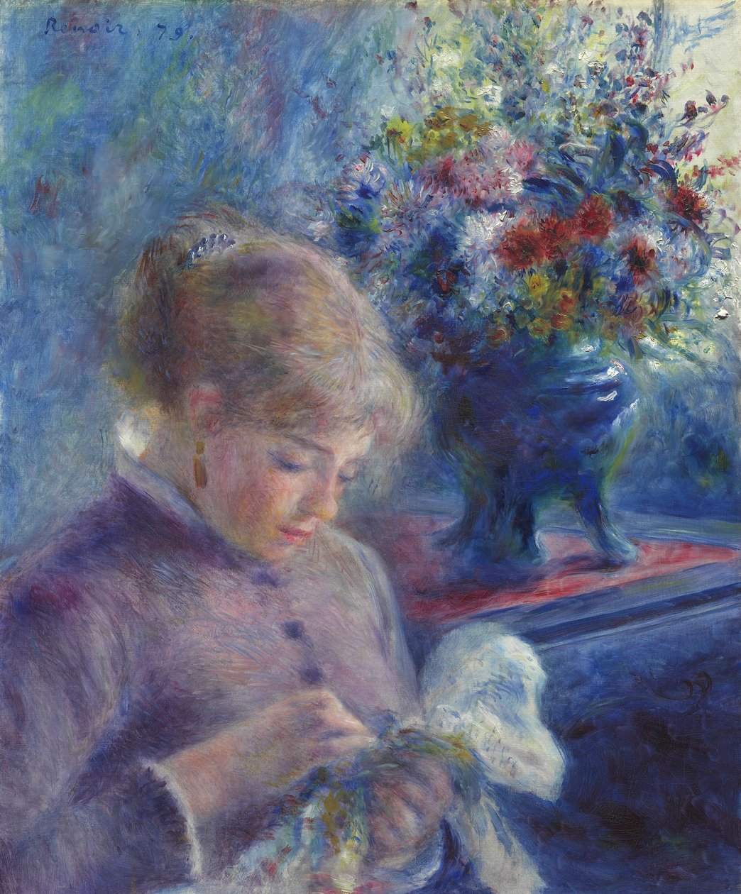 Fiatal nő varrás, 1879 alkotó: Pierre Auguste Renoir