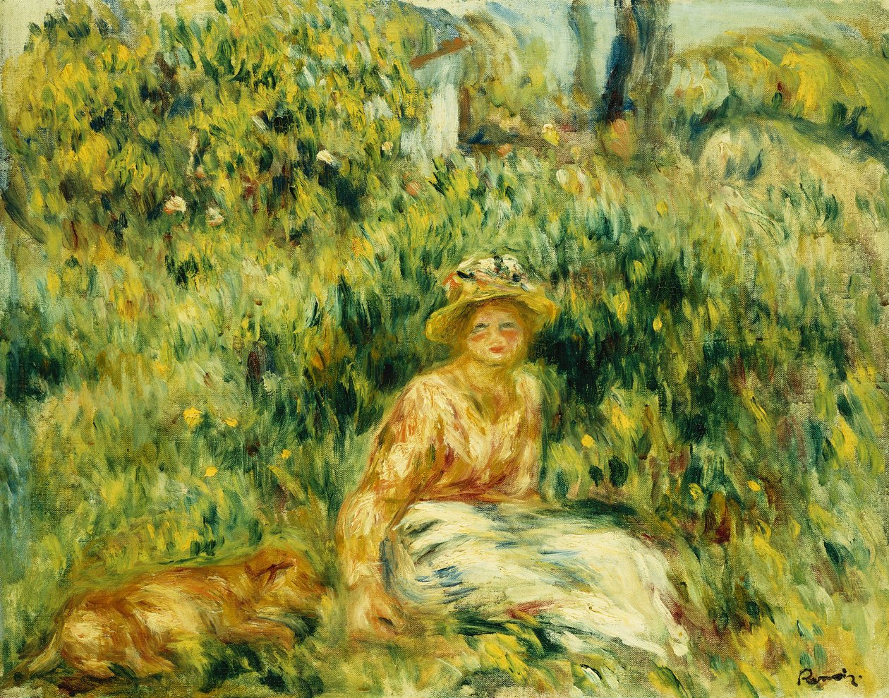fiatal nő a kertben; Fiatal nő a kertben, 1916 körül alkotó: Pierre Auguste Renoir