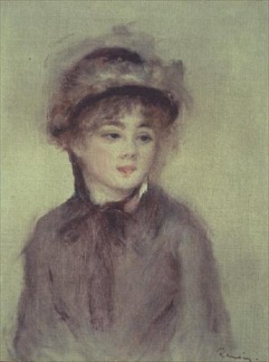 Fiatal nő kalapban (olaj, vászon) alkotó: Pierre Auguste Renoir