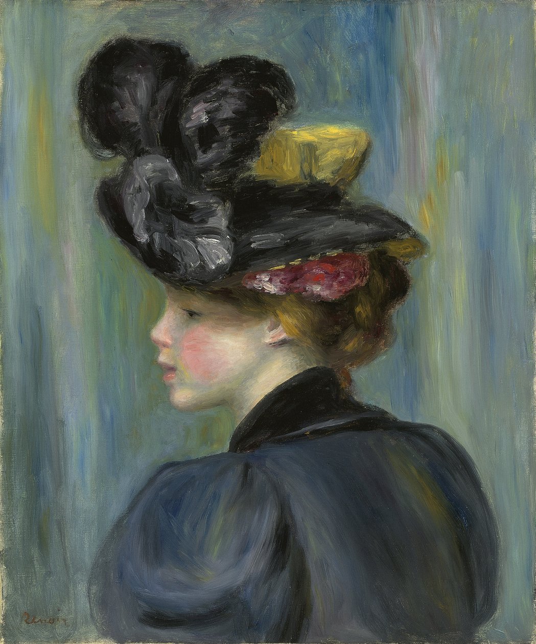 fiatal nő, fekete kalap; Fiatal nő fekete kalapban, 1895 alkotó: Pierre Auguste Renoir