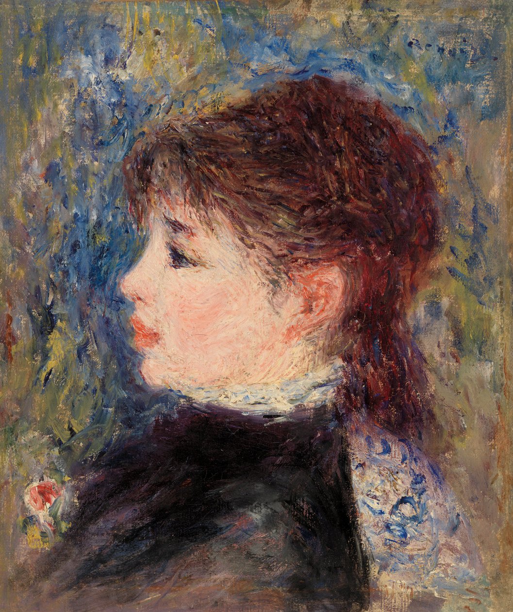 Fiatal nő Rose-val alkotó: Pierre Auguste Renoir
