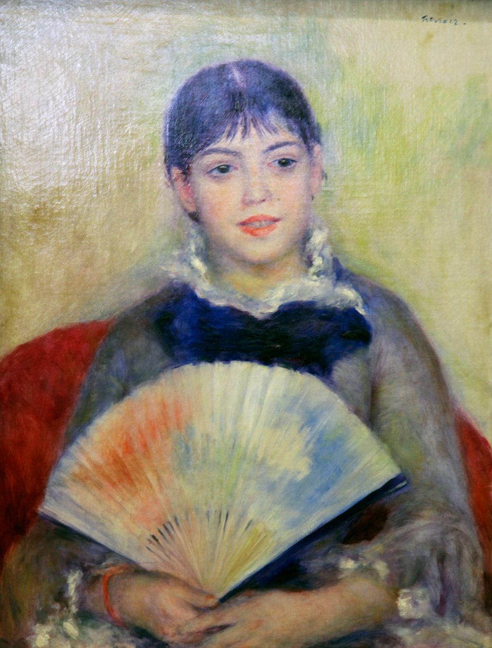 „Fiatal nő legyezővel”, 1880 alkotó: Pierre Auguste Renoir
