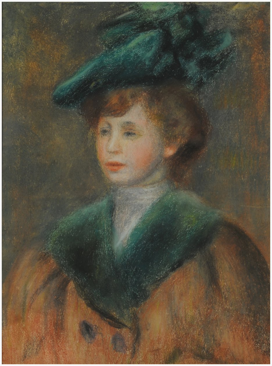 Fiatal nő zöld kalapban (pasztell, papír) alkotó: Pierre Auguste Renoir