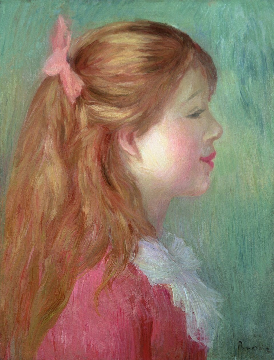 Fiatal lány hosszú hajú profilban, 1890 alkotó: Pierre Auguste Renoir
