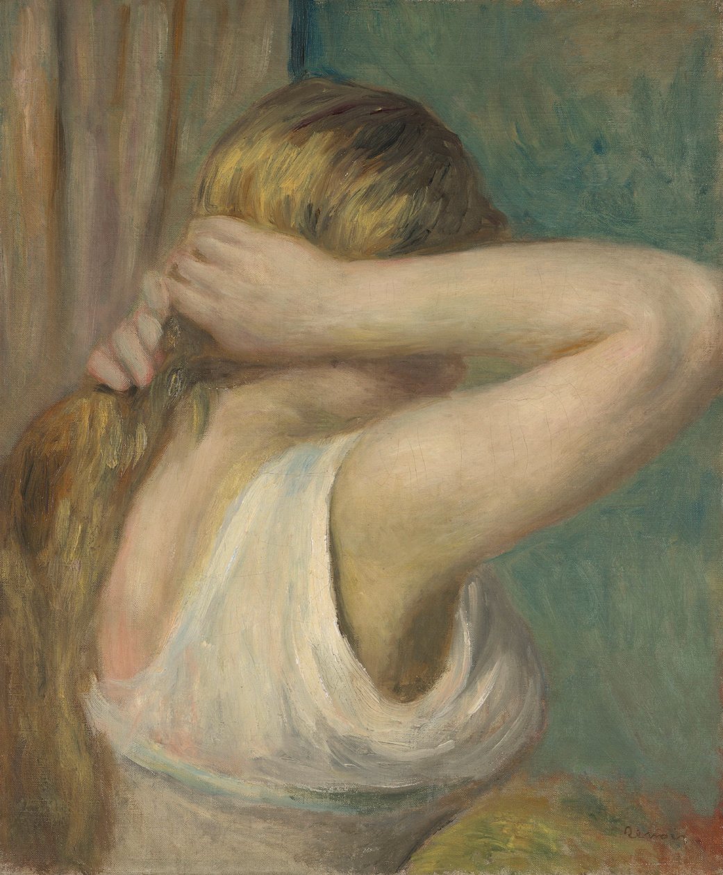 Fiatal lány felemelt karral, 1895 körül (olaj, vászon) alkotó: Pierre Auguste Renoir