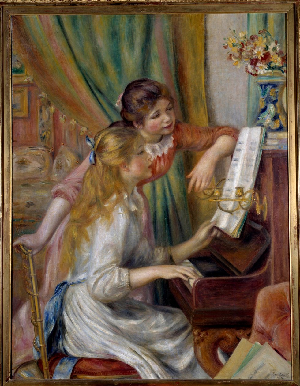 Fiatal lányok a zongoránál alkotó: Pierre Auguste Renoir