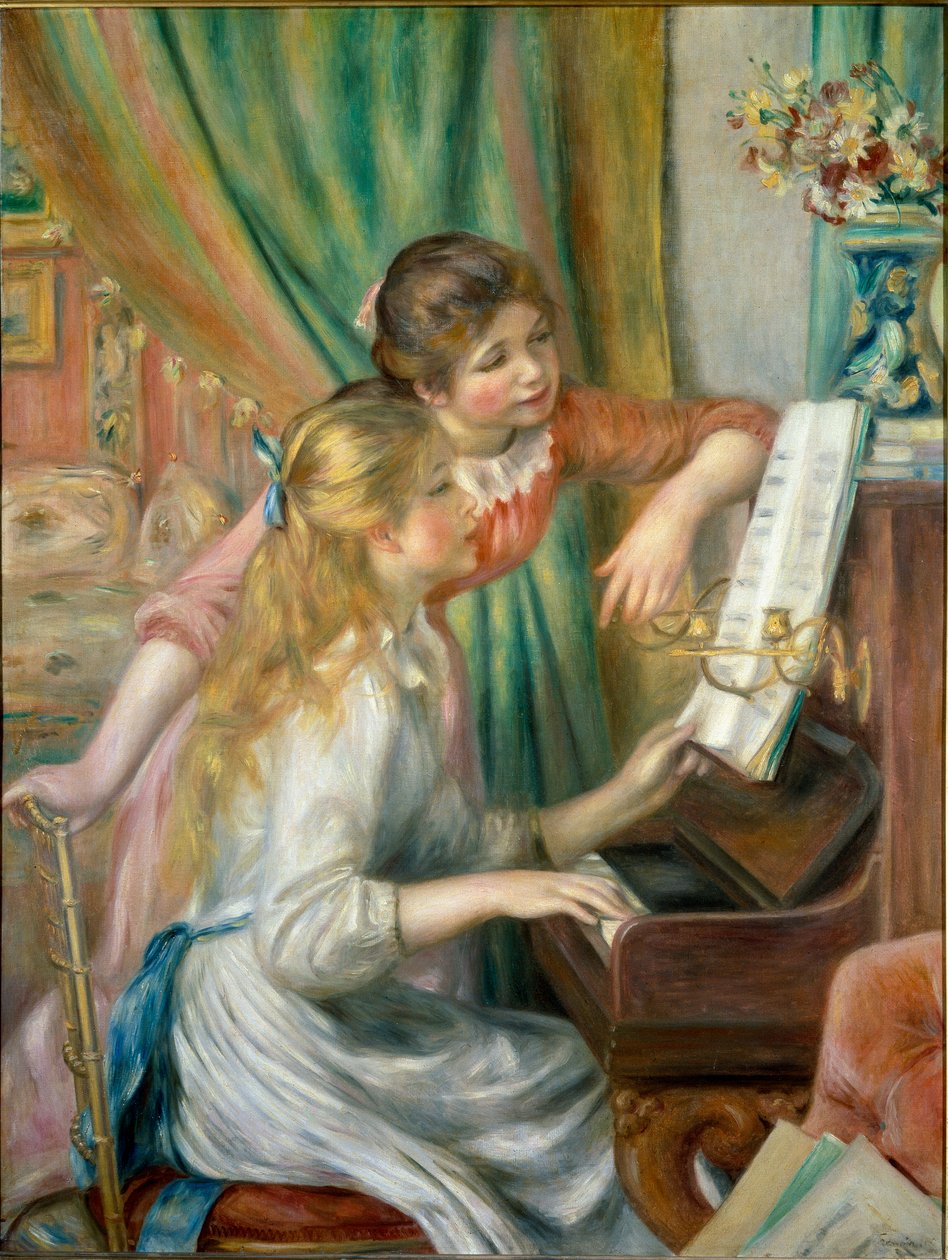 Fiatal lányok a zongoránál alkotó: Pierre Auguste Renoir
