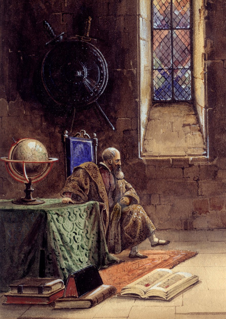 Galileo Galilei Galilei-ábrázolása Francois Ponsard (1814-1867) „Galilea” című darabjában a French Comedie-ben 1867-ben. A csillagászt ott a börtönben ábrázolják. Illusztráció: Pierre Beauvallet (1801-1873) 1867 Párizs, Comedie francaise - alkotó: Pierre Beauvallet
