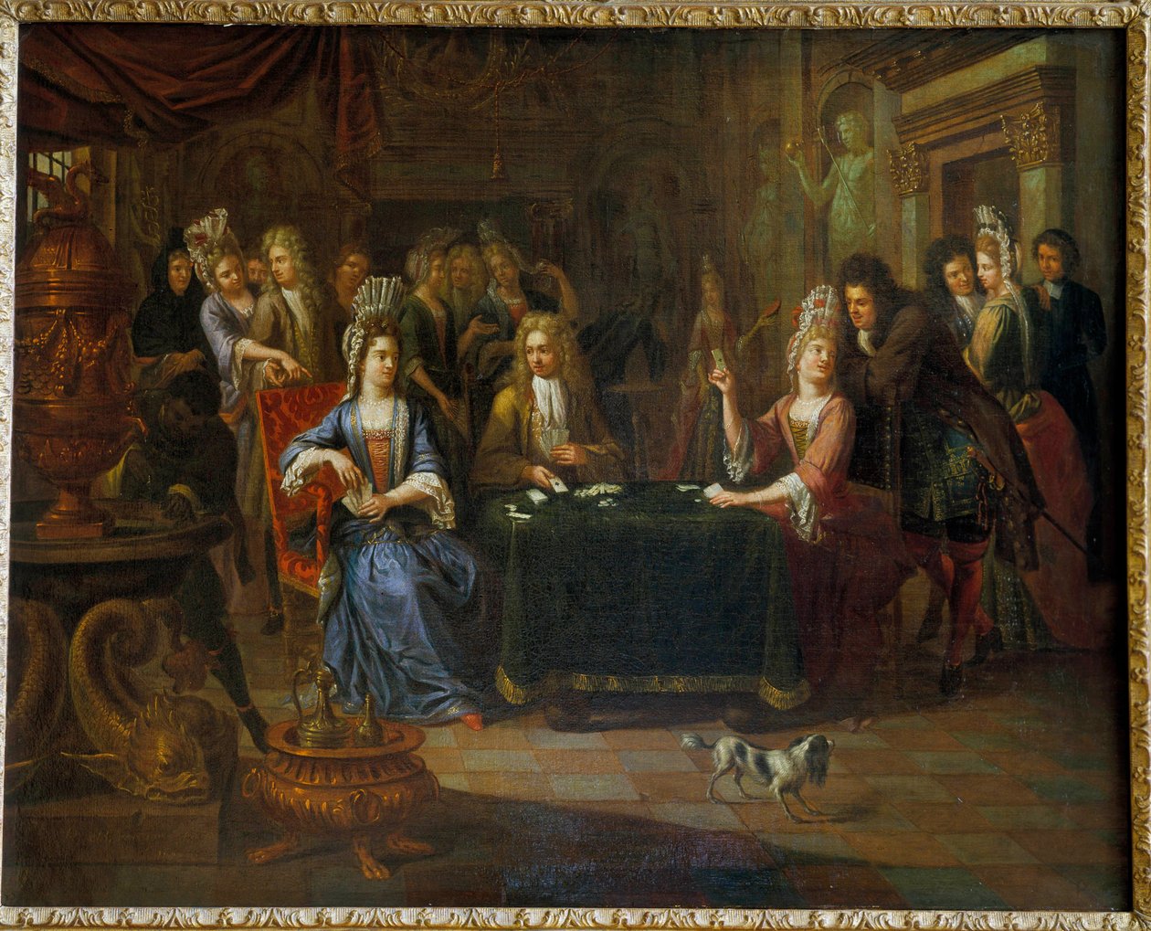 Nemes kártyajátékosok kártyáznak a nappaliban. Pierre Bergaigne (1652-1708) festménye 1699 Arras, Musee Des Beaux Arts alkotó: Pierre Bergaigne