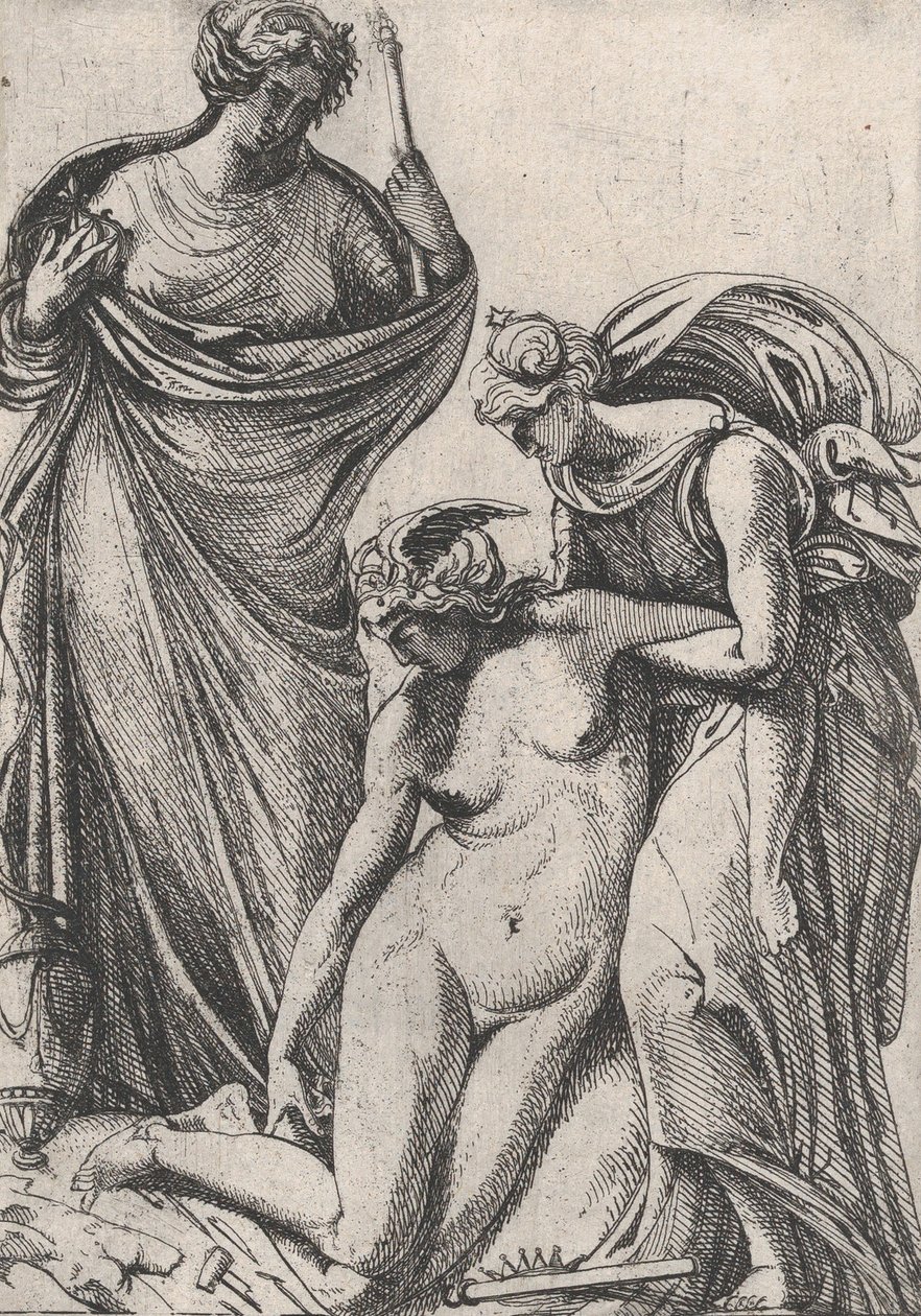 A Szobrászat ájuló megszemélyesítőjét alátámasztó tanulmány, mellettük állva, Fran..., 1607-61. alkotó: Pierre Biard