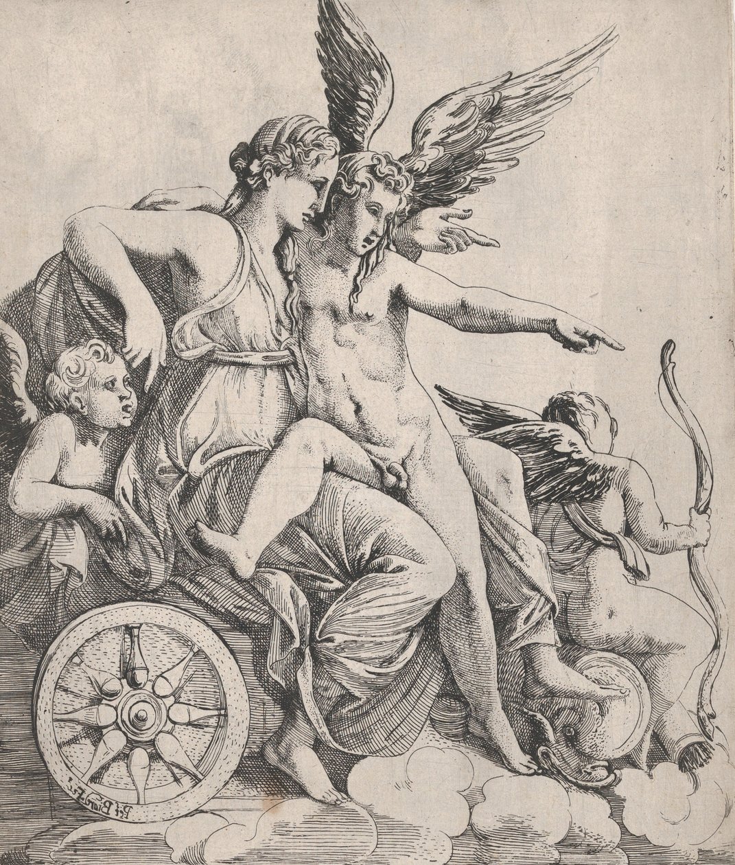 Vénusz és Ámor szekéren, 1607-61. alkotó: Pierre Biard