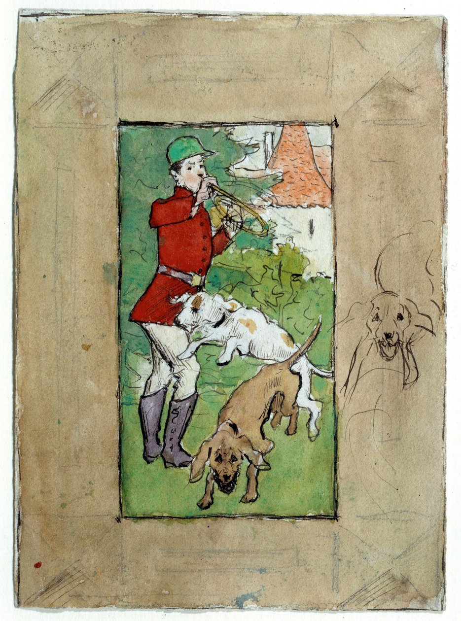 Egy vadász a kutyáival Pierre Bonnard rajza alkotó: Pierre Bonnard