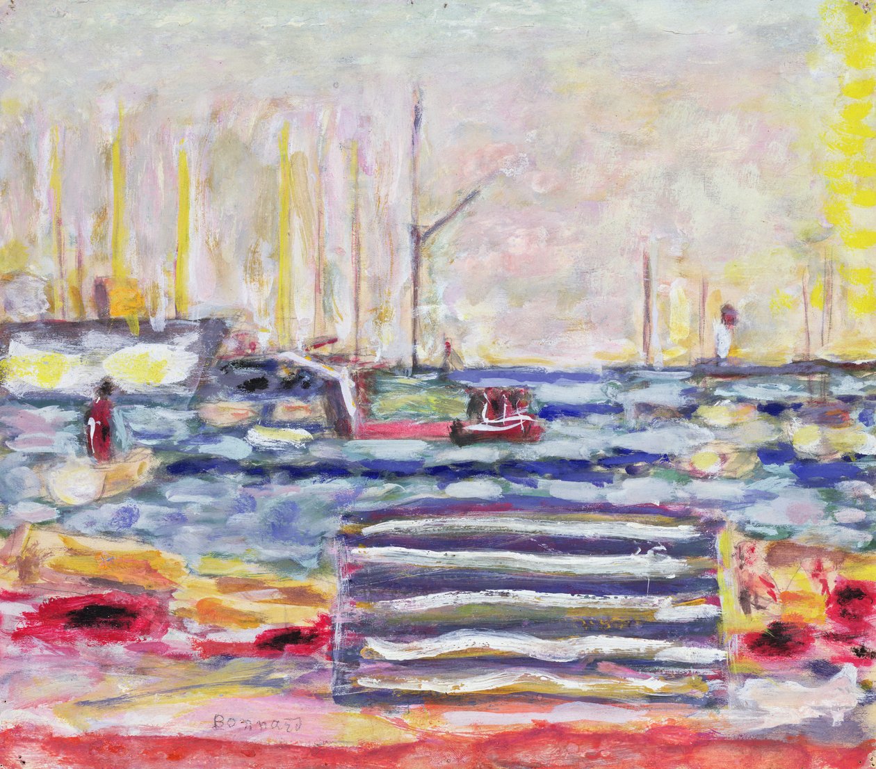 Egy kikötő Normandiában, 1930 körül (gouache és WC papíron) alkotó: Pierre Bonnard