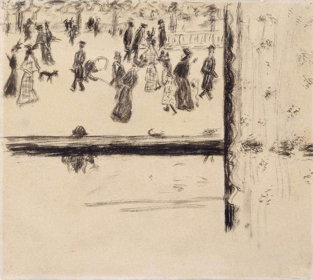 Boulevard des Batignolles, 1896-1898 körül (ecset és fekete tinta a papíron) alkotó: Pierre Bonnard