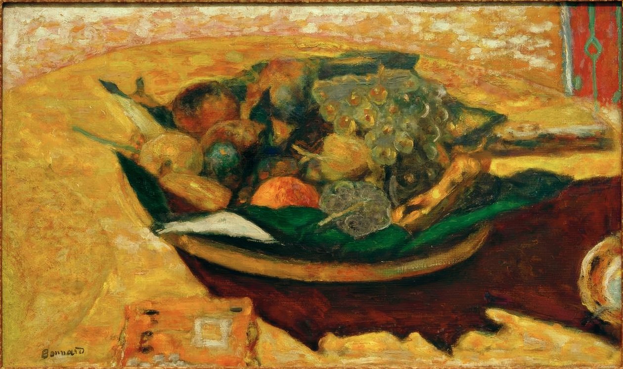 Gyümölcs csésze az asztalon alkotó: Pierre Bonnard