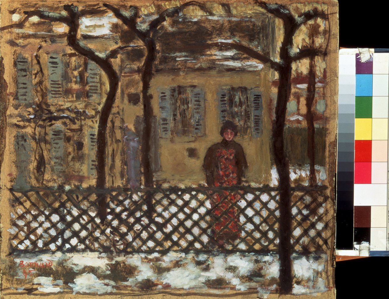 A kerítés mögött. Pierre Bonnard festménye (1867-1947) alkotó: Pierre Bonnard
