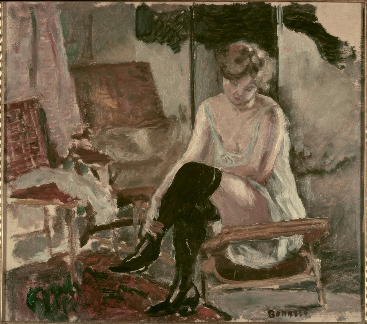 Tanulmány egy fiatal nőről a hosszú heverőjén alkotó: Pierre Bonnard
