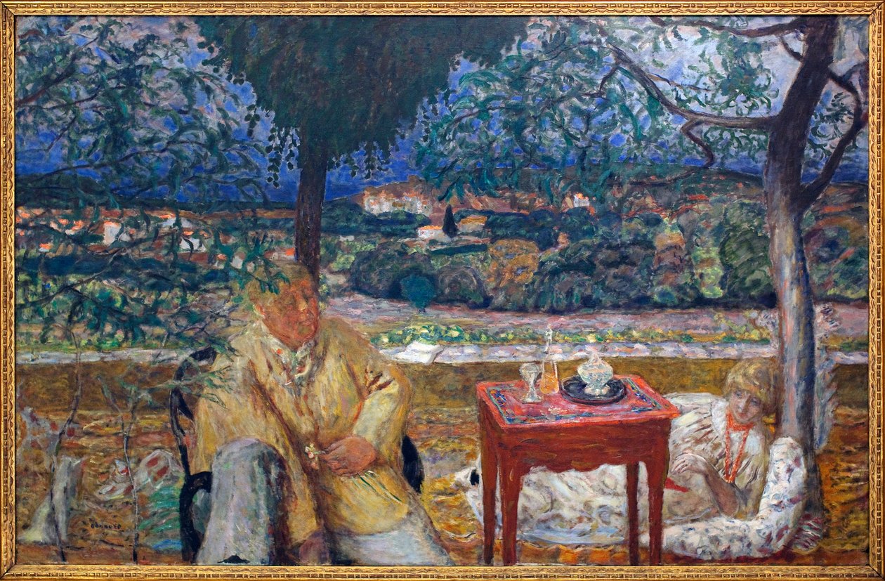 A kertben (beszélgetés Provence-ban). Jozef Pankiewicz (1866-1940, lengyel festő) és Marthe de Meligny (szül. Maria Boursin) portréival alkotó: Pierre Bonnard