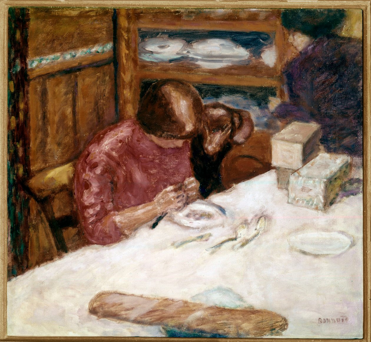 Belső nő elfoglalt hazai foltok. Pierre Bonnard (1867-1947) festménye 1914 Magángyűjtemény alkotó: Pierre Bonnard