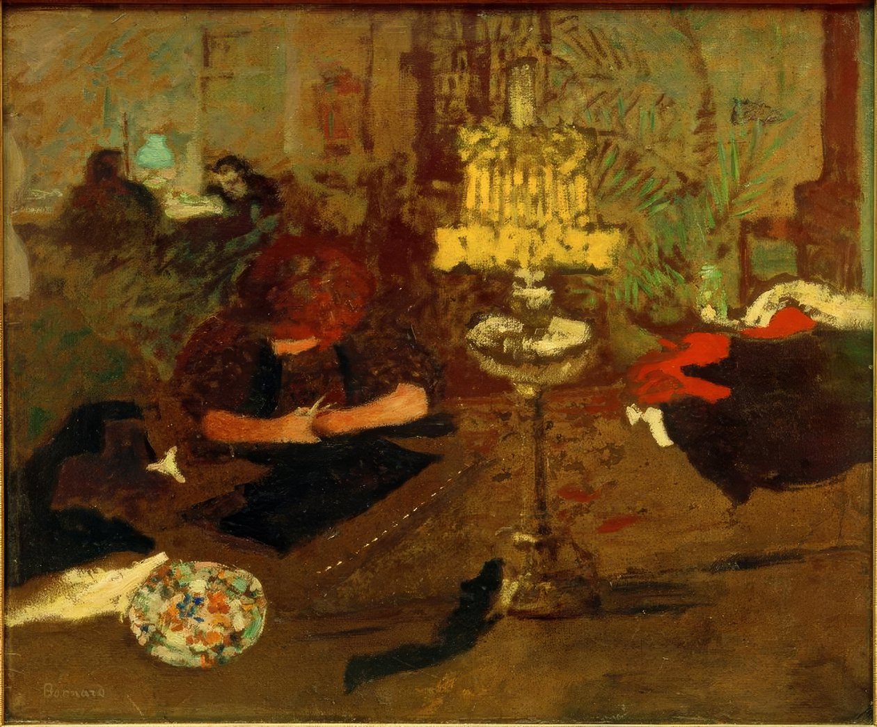 Fiatal nő lámpával / Figura lámpával alkotó: Pierre Bonnard