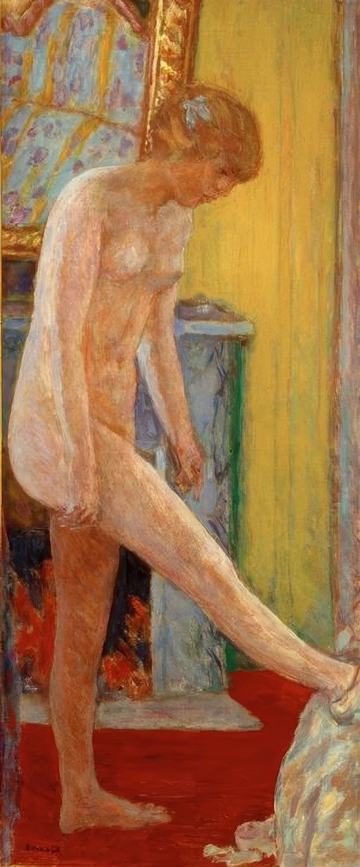 Meztelen lány a kandalló előtt alkotó: Pierre Bonnard