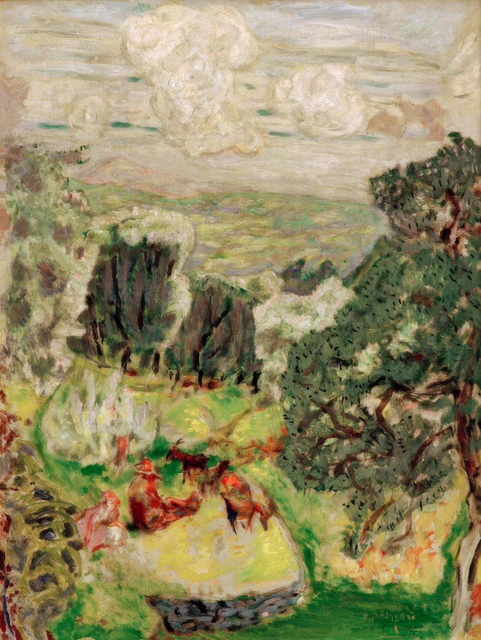 Az Olive Grove; Táj kecskékkel alkotó: Pierre Bonnard