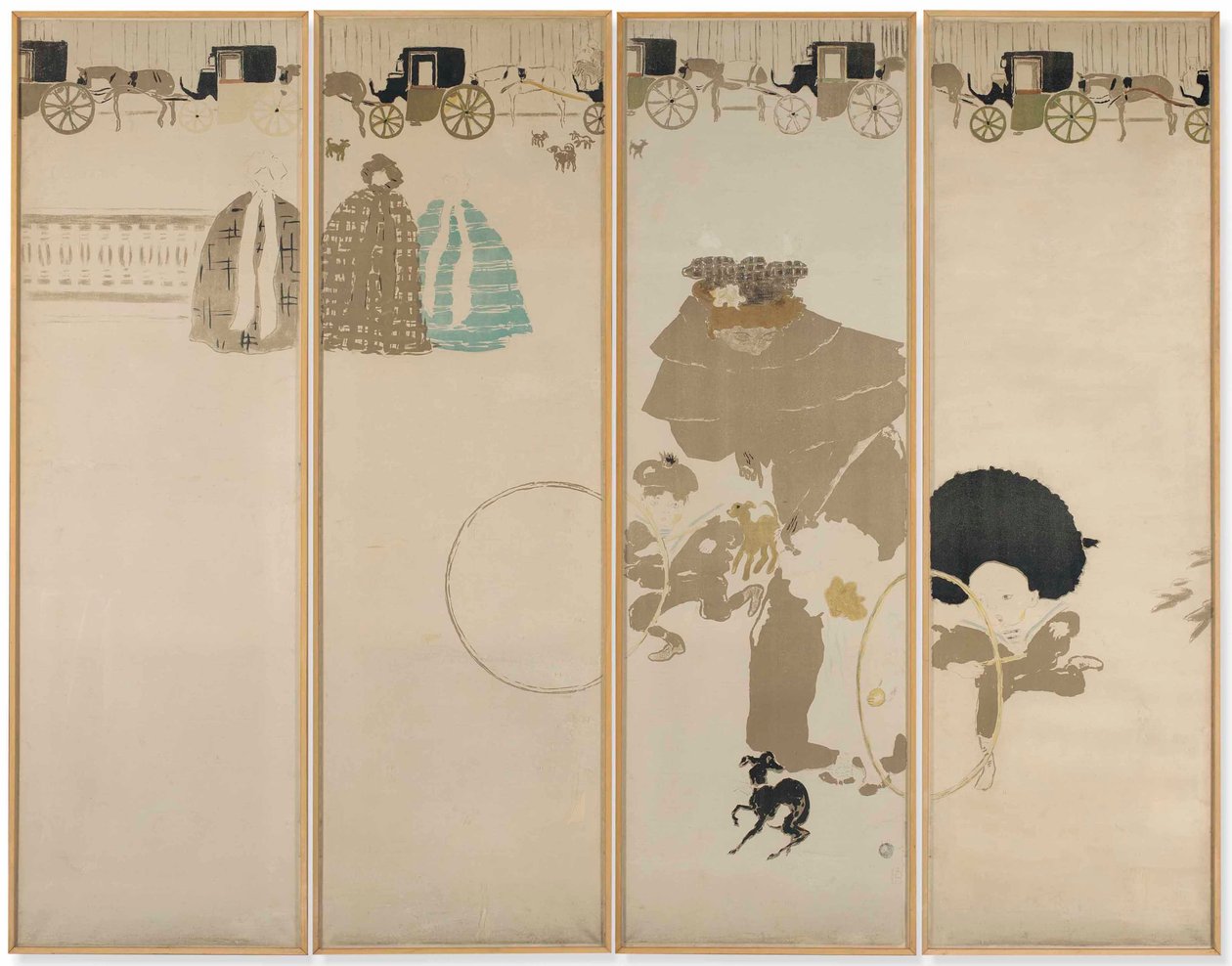 A nővérek sétája, a kocsik fríze alkotó: Pierre Bonnard